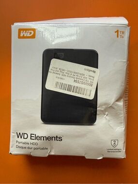 NWT WD ELEMENTS 1TB PORTABLE HDD IN BLACK